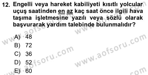 Hava Hukuku Dersi 2025 - 2026 Yılı (Final) Dönem Sonu Sınav Soruları 12. Soru