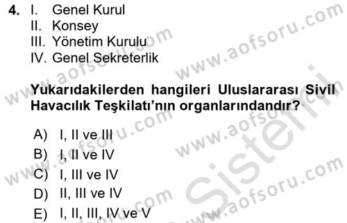 Hava Hukuku Dersi 2025 - 2026 Yılı (Final) Dönem Sonu Sınav Soruları 4. Soru