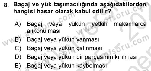Hava Hukuku Dersi 2025 - 2026 Yılı (Final) Dönem Sonu Sınav Soruları 8. Soru