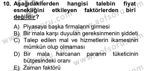 İktisada Giriş Dersi 2012 - 2013 Yılı (Vize) Ara Sınav Soruları 10. Soru