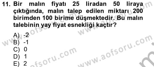 İktisada Giriş Dersi 2012 - 2013 Yılı (Vize) Ara Sınav Soruları 11. Soru