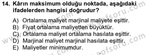 İktisada Giriş Dersi 2012 - 2013 Yılı (Vize) Ara Sınav Soruları 14. Soru