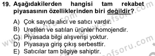 İktisada Giriş Dersi 2012 - 2013 Yılı (Vize) Ara Sınav Soruları 19. Soru