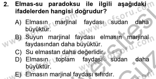 İktisada Giriş Dersi 2012 - 2013 Yılı (Vize) Ara Sınav Soruları 2. Soru