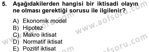 İktisada Giriş Dersi 2012 - 2013 Yılı (Vize) Ara Sınav Soruları 5. Soru