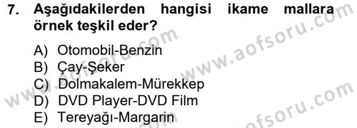 İktisada Giriş Dersi 2012 - 2013 Yılı (Vize) Ara Sınav Soruları 7. Soru