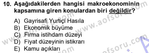 İktisada Giriş Dersi 2012 - 2013 Yılı (Final) Dönem Sonu Sınav Soruları 10. Soru