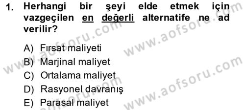 İktisada Giriş Dersi 2013 - 2014 Yılı (Vize) Ara Sınav Soruları 1. Soru