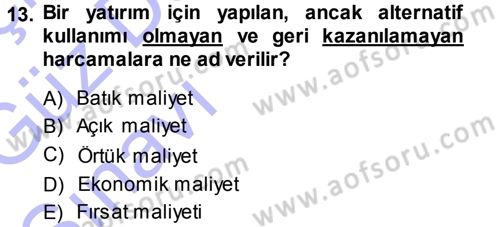 İktisada Giriş Dersi 2013 - 2014 Yılı (Vize) Ara Sınav Soruları 13. Soru