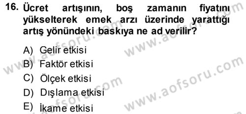 İktisada Giriş Dersi 2013 - 2014 Yılı (Vize) Ara Sınav Soruları 16. Soru