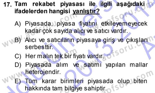 İktisada Giriş Dersi 2013 - 2014 Yılı (Vize) Ara Sınav Soruları 17. Soru
