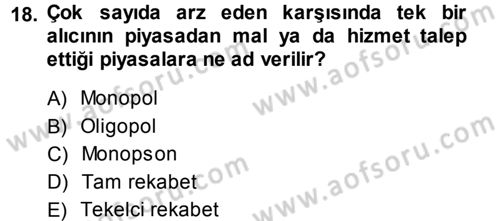 İktisada Giriş Dersi 2013 - 2014 Yılı (Vize) Ara Sınav Soruları 18. Soru