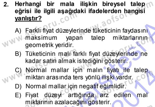 İktisada Giriş Dersi 2013 - 2014 Yılı (Vize) Ara Sınav Soruları 2. Soru