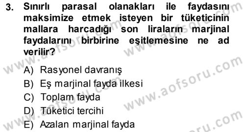 İktisada Giriş Dersi 2013 - 2014 Yılı (Vize) Ara Sınav Soruları 3. Soru