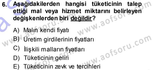 İktisada Giriş Dersi 2013 - 2014 Yılı (Vize) Ara Sınav Soruları 6. Soru