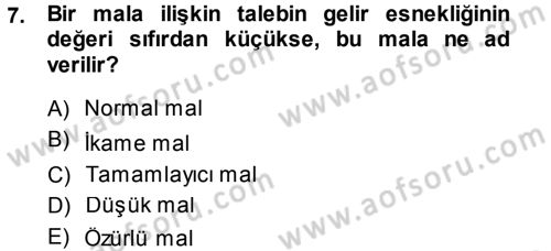 İktisada Giriş Dersi 2013 - 2014 Yılı (Vize) Ara Sınav Soruları 7. Soru