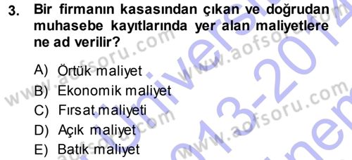 İktisada Giriş Dersi 2013 - 2014 Yılı (Final) Dönem Sonu Sınav Soruları 3. Soru