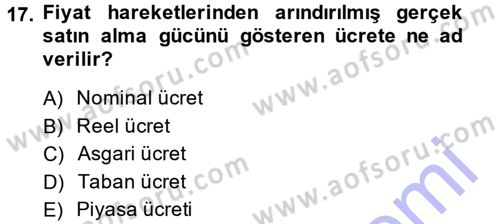İktisada Giriş Dersi 2014 - 2015 Yılı (Vize) Ara Sınav Soruları 17. Soru