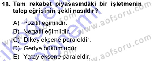 İktisada Giriş Dersi 2014 - 2015 Yılı (Vize) Ara Sınav Soruları 18. Soru