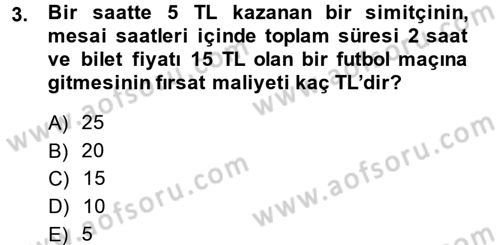 İktisada Giriş Dersi 2014 - 2015 Yılı (Vize) Ara Sınav Soruları 3. Soru