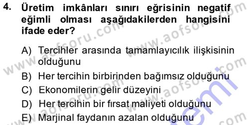 İktisada Giriş Dersi 2014 - 2015 Yılı (Vize) Ara Sınav Soruları 4. Soru