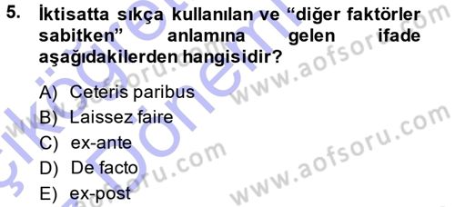 İktisada Giriş Dersi 2014 - 2015 Yılı (Vize) Ara Sınav Soruları 5. Soru