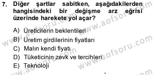 İktisada Giriş Dersi 2014 - 2015 Yılı (Vize) Ara Sınav Soruları 7. Soru