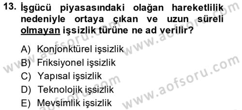İktisada Giriş Dersi 2014 - 2015 Yılı Tek Ders Sınav Soruları 13. Soru