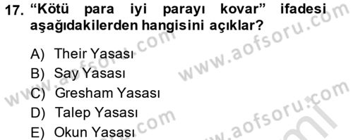 İktisada Giriş Dersi 2014 - 2015 Yılı Tek Ders Sınav Soruları 17. Soru