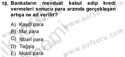 İktisada Giriş Dersi 2014 - 2015 Yılı Tek Ders Sınav Soruları 18. Soru
