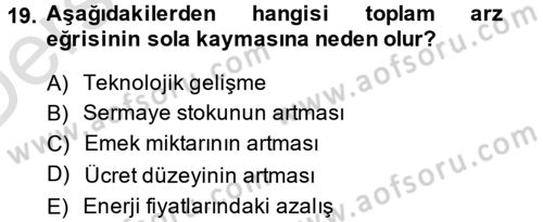 İktisada Giriş Dersi 2014 - 2015 Yılı Tek Ders Sınav Soruları 19. Soru