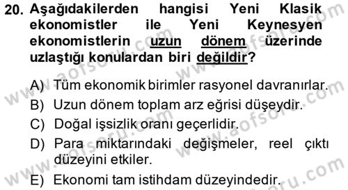 İktisada Giriş Dersi 2014 - 2015 Yılı Tek Ders Sınav Soruları 20. Soru