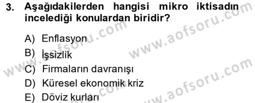 İktisada Giriş Dersi 2014 - 2015 Yılı Tek Ders Sınav Soruları 3. Soru