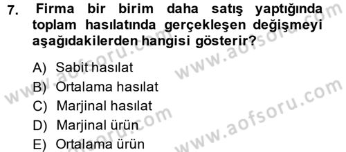 İktisada Giriş Dersi 2014 - 2015 Yılı Tek Ders Sınav Soruları 7. Soru