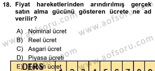 İktisada Giriş Dersi 2015 - 2016 Yılı (Vize) Ara Sınav Soruları 18. Soru