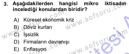 İktisada Giriş Dersi 2015 - 2016 Yılı (Vize) Ara Sınav Soruları 3. Soru