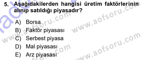 İktisada Giriş Dersi 2015 - 2016 Yılı (Vize) Ara Sınav Soruları 5. Soru
