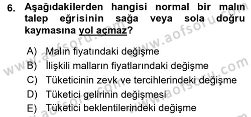 İktisada Giriş Dersi 2015 - 2016 Yılı (Vize) Ara Sınav Soruları 6. Soru