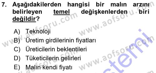 İktisada Giriş Dersi 2015 - 2016 Yılı (Vize) Ara Sınav Soruları 7. Soru