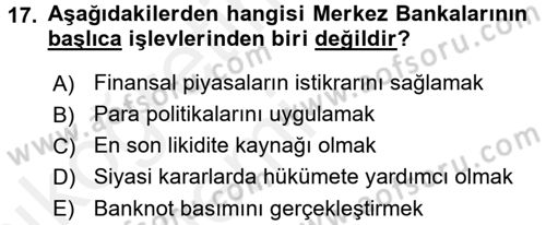 İktisada Giriş Dersi 2015 - 2016 Yılı Tek Ders Sınav Soruları 17. Soru