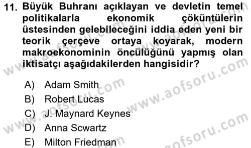 İktisada Giriş Dersi 2016 - 2017 Yılı 3 Ders Sınav Soruları 11. Soru