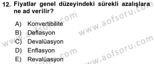 İktisada Giriş Dersi 2016 - 2017 Yılı 3 Ders Sınav Soruları 12. Soru