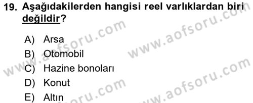 İktisada Giriş Dersi 2016 - 2017 Yılı 3 Ders Sınav Soruları 19. Soru