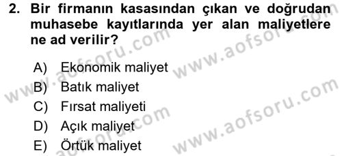 İktisada Giriş Dersi 2016 - 2017 Yılı 3 Ders Sınav Soruları 2. Soru