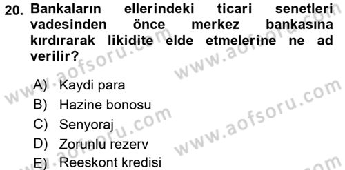 İktisada Giriş Dersi 2016 - 2017 Yılı 3 Ders Sınav Soruları 20. Soru