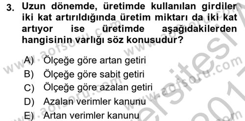 İktisada Giriş Dersi 2016 - 2017 Yılı 3 Ders Sınav Soruları 3. Soru