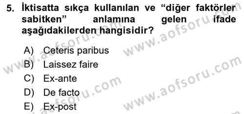 İktisada Giriş Dersi 2016 - 2017 Yılı 3 Ders Sınav Soruları 5. Soru