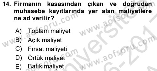 İktisada Giriş Dersi 2016 - 2017 Yılı (Vize) Ara Sınav Soruları 14. Soru