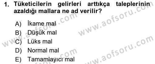 İktisada Giriş Dersi 2017 - 2018 Yılı 3 Ders Sınav Soruları 1. Soru