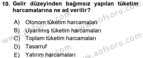 İktisada Giriş Dersi 2017 - 2018 Yılı 3 Ders Sınav Soruları 10. Soru